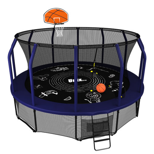 Батут пружинный с защитной сеткой UNIX line SUPREME GAME 12ft (зеленый) + Basketball Батут пружинный с защитной сеткой UNIX line SUPREME GAME 12ft (зеленый) + Basketball