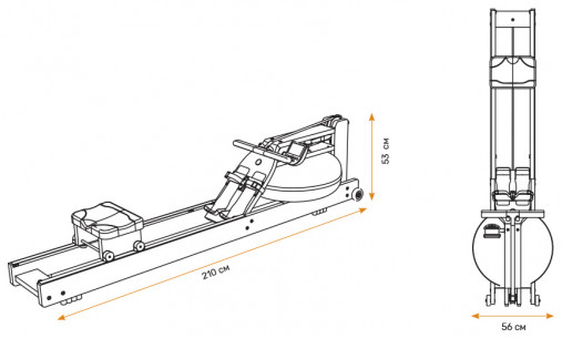 Тренажер гребной WaterRower 150 с дисплеем S4 Club COMM (ясень окрашенный)