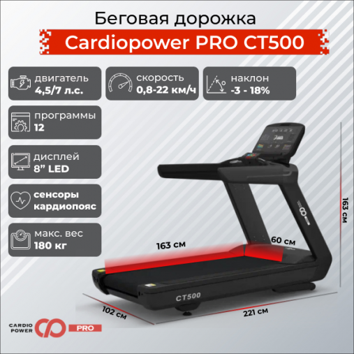 Беговая дорожка профессиональная CardioPower PRO CT500 Беговая дорожка профессиональная CardioPower PRO CT500