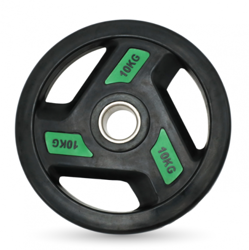 Диск обрезиненный с 3-мя хватами 10 кг UNIX Fit PRO, 51 мм, олимпийский, зеленый Диск обрезиненный с 3-мя хватами 10 кг UNIX Fit PRO, 51 мм, олимпийский, зеленый